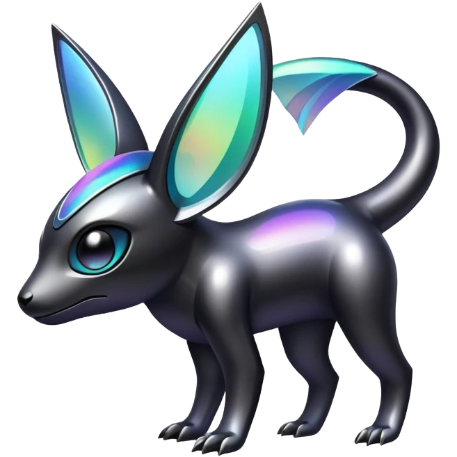 Modern futuristic Iridescent black dark fakemon-creature emoji
