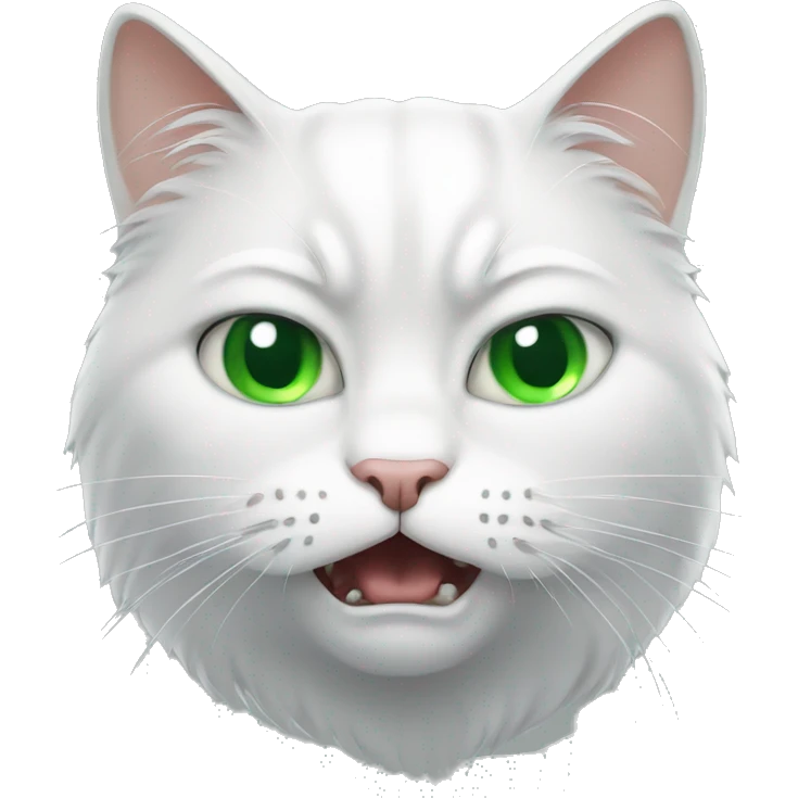 Angry white cat with green eyes emoji