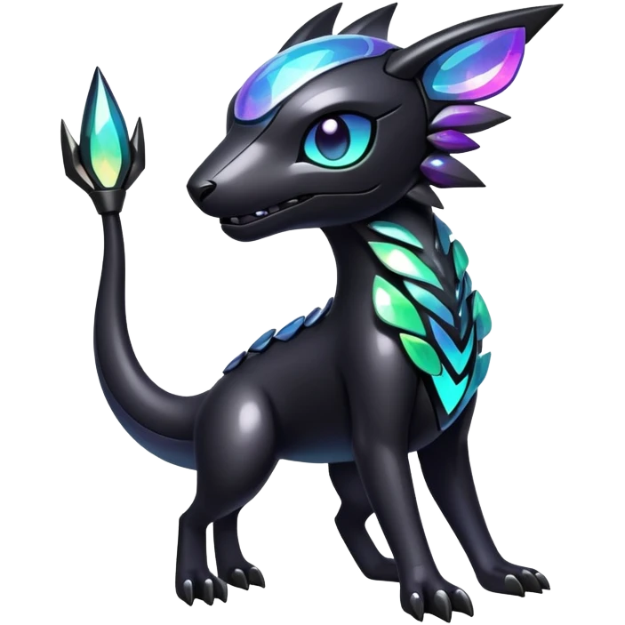 Modern futuristic Iridescent black dark fakemon-creature emoji