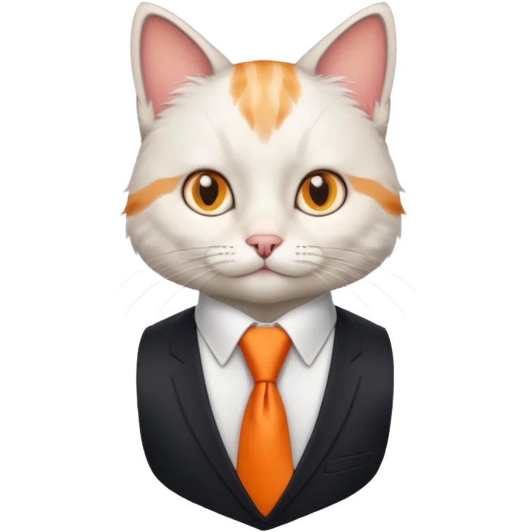 cat in white vest, orange tie emoji