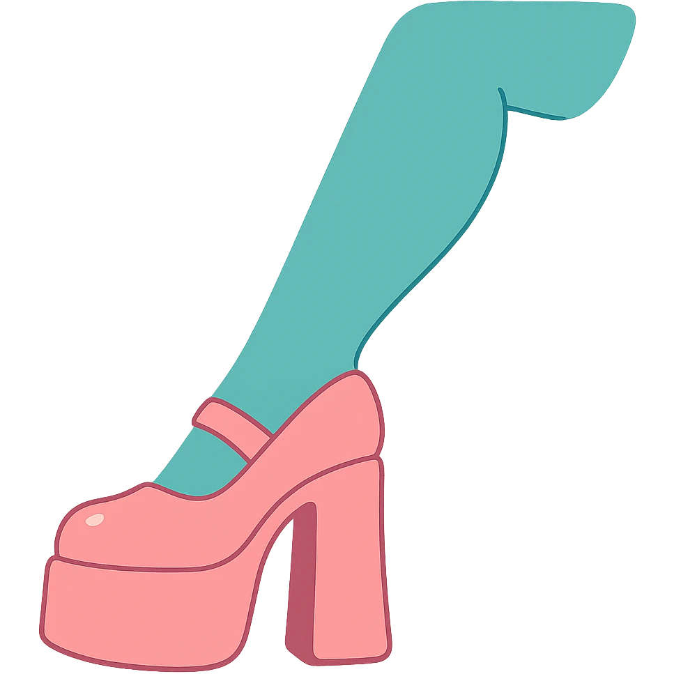 pink platform heel with leg in stockings emoji