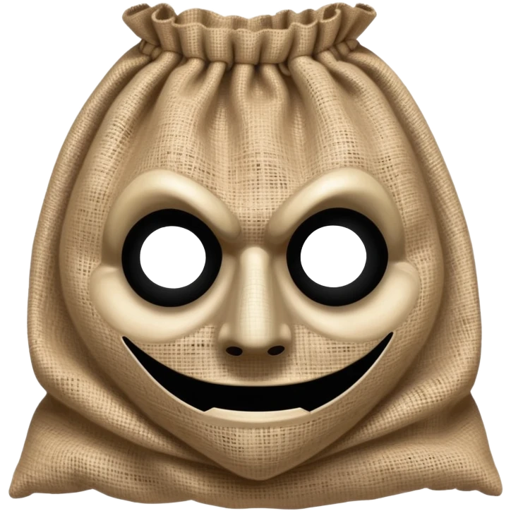 horror movie villain with burlap sack mask with one eyehole emoji