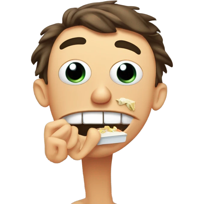 Phineas from Phineas and Ferb eating a iPhone emoji