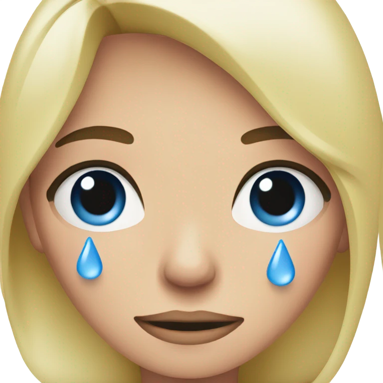 crying blue tears blonde woman. light pink shirt emoji