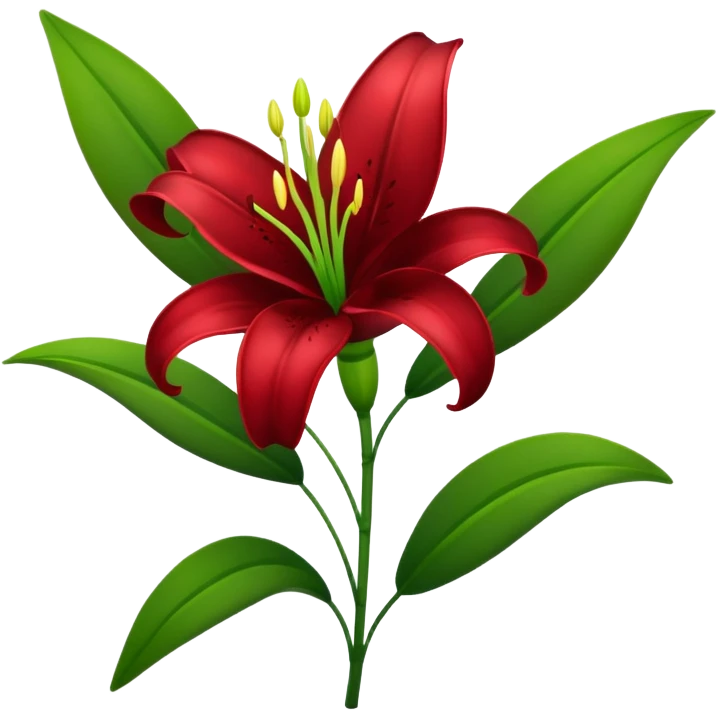 A lily flower in a dark cherry red colour with a stem emoji