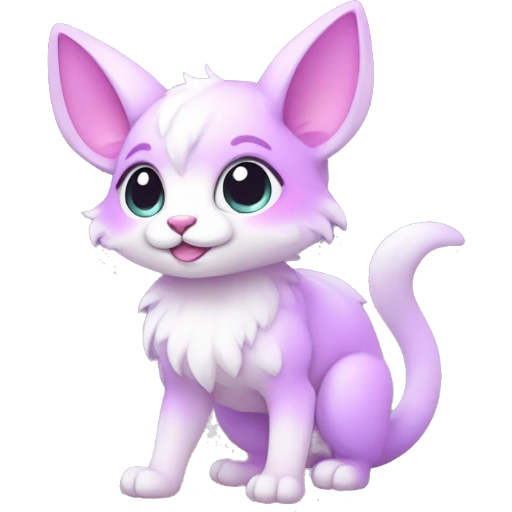 Kawaii cute colorful bright light pastel lilac-pink-white-gradient fantasy ethereal anthro fursona animal creature emoji