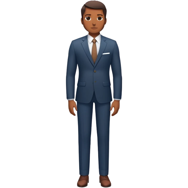 A full-body digital illustration of a Black man standing confidently in a  suit, emoji