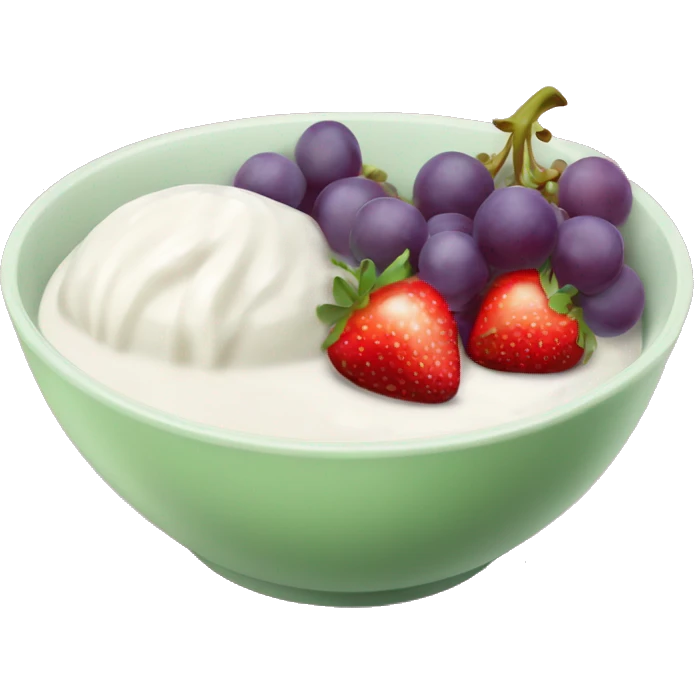 fruit yogurt bowl with strawberries and grapes emoji