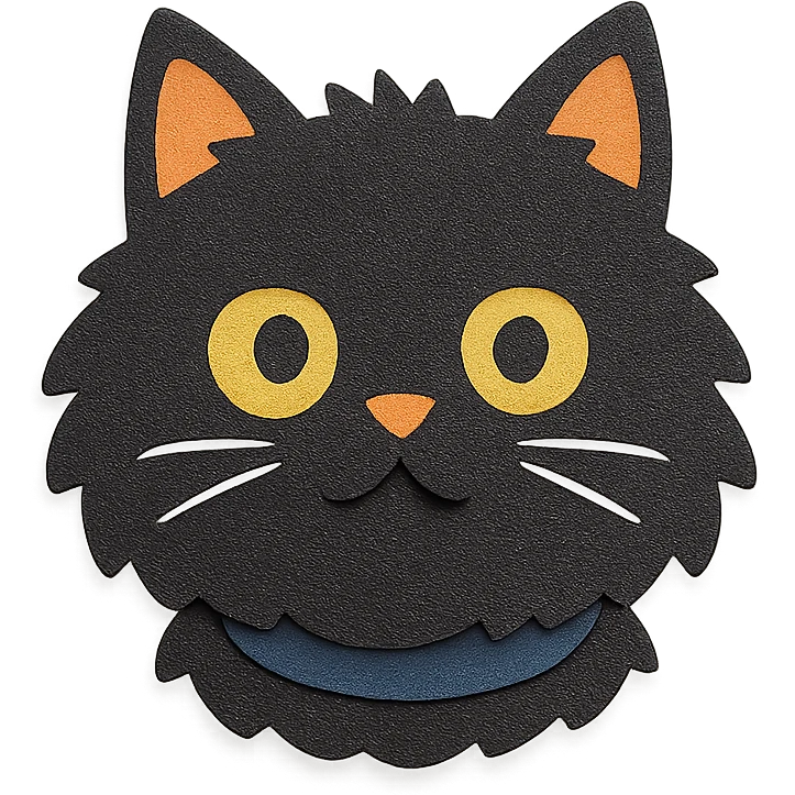 fluffy black cat emoji