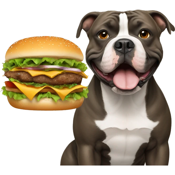 American bully with burger emoji
