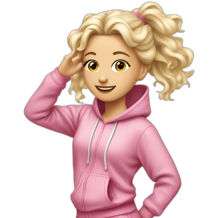 dancing-white-fair-haired-girl-pink-oversize-tracksuit emoji