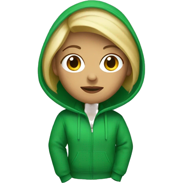 Blonde Woman in big green hoodie emoji