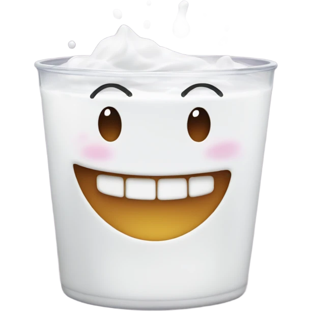Happy face covered in milk emoji