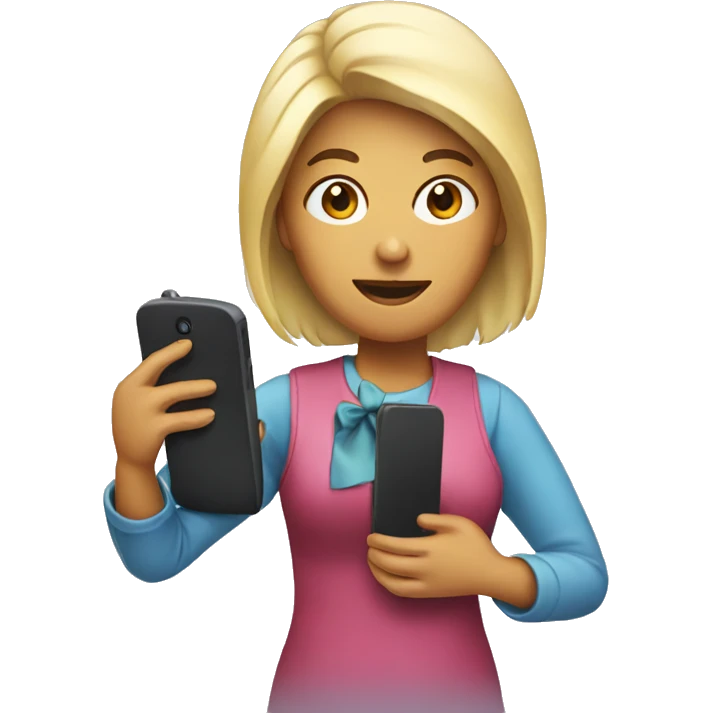 female holding big phone emoji