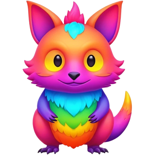 lush warm-colored modern colorful neon-colored Fakémon-Trico-creature emoji