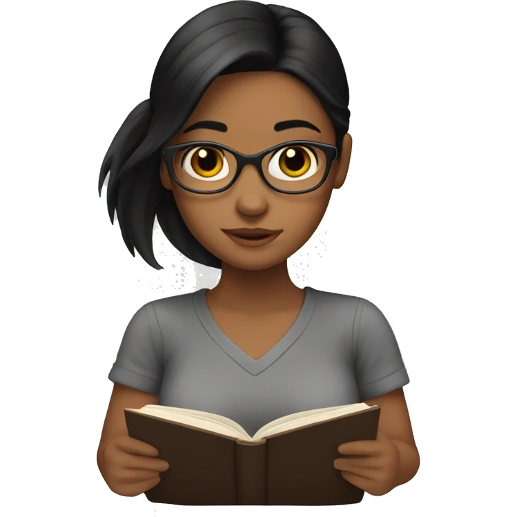 girl with black hair reading emoji