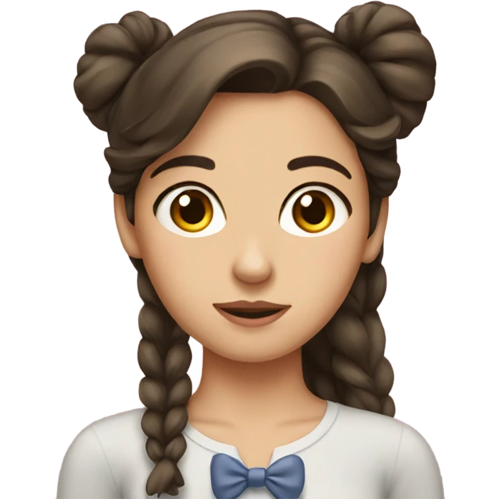 brunette girl with bow emoji