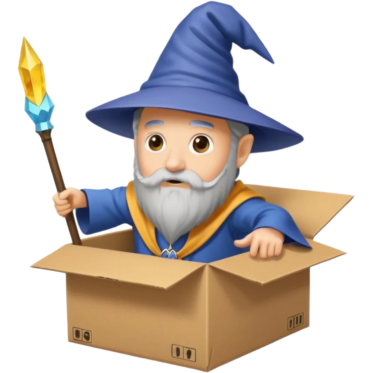 A wizard that is a cardboard box. emoji
