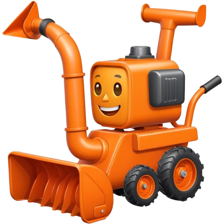 Happy Orange Snowblower cartoon character  emoji