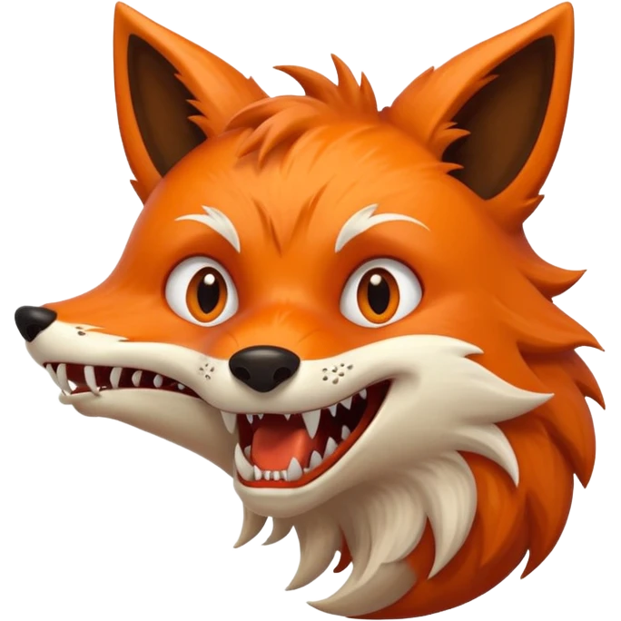 Monster Fox open scary mouth, scary teeth, side view emoji