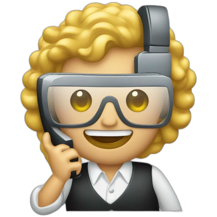 empresario teniendo una llamada telefonica con su celular emoji