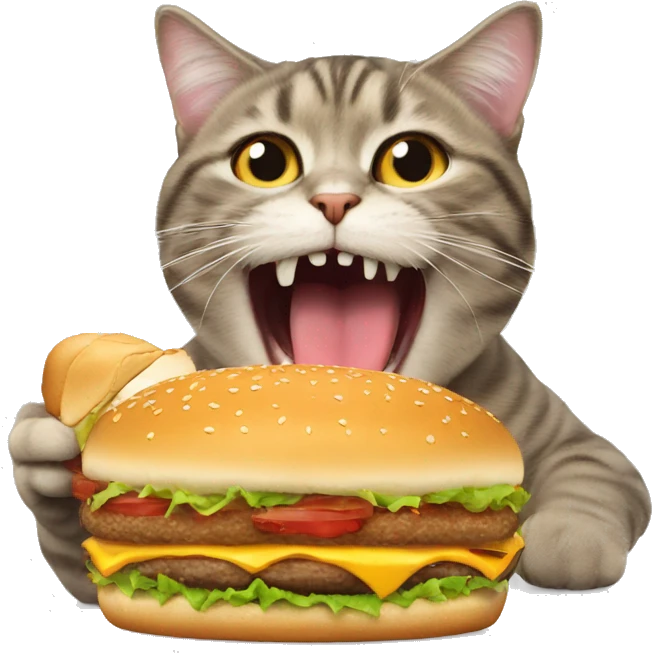 cat eating burger emoji