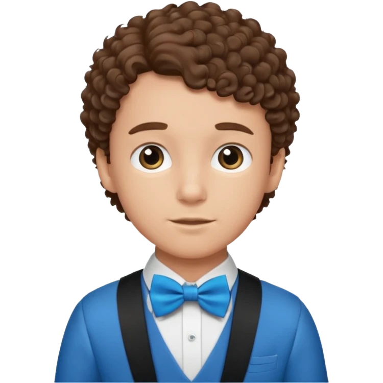 boy with curly hair blue bow emoji
