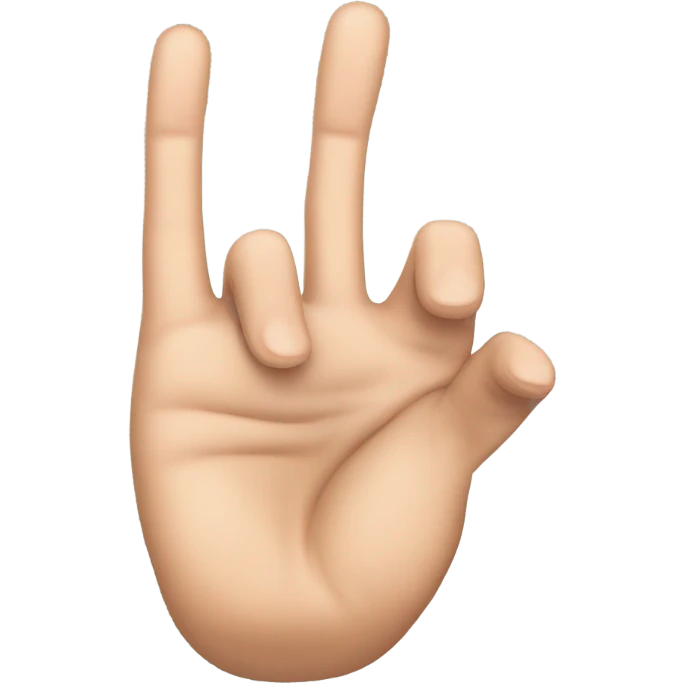 a hand that shows The sign of the horns(middle and ring fingers are bent)  emoji