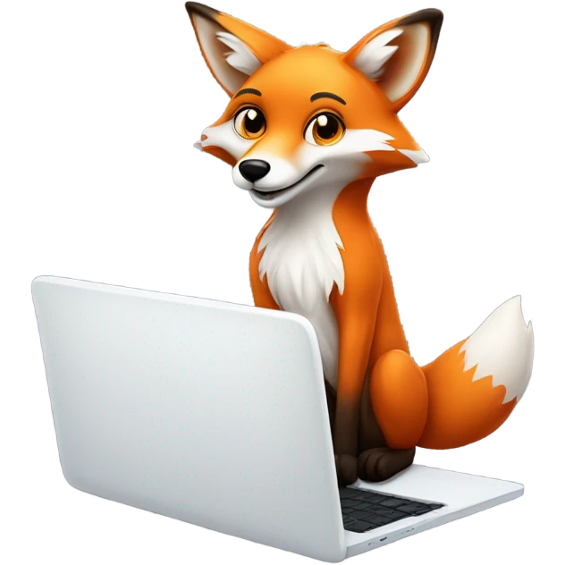 kawaii fox on laptop emoji