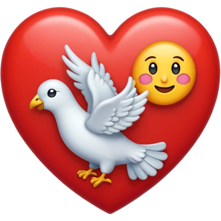 Quiero un emoji de amor y paz con la paloma blanca encerrada en un círculo y un corazón  emoji