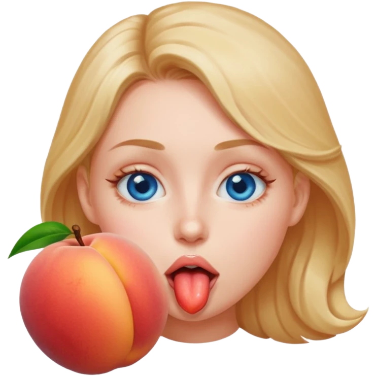 Licking a peach blue eyes emoji