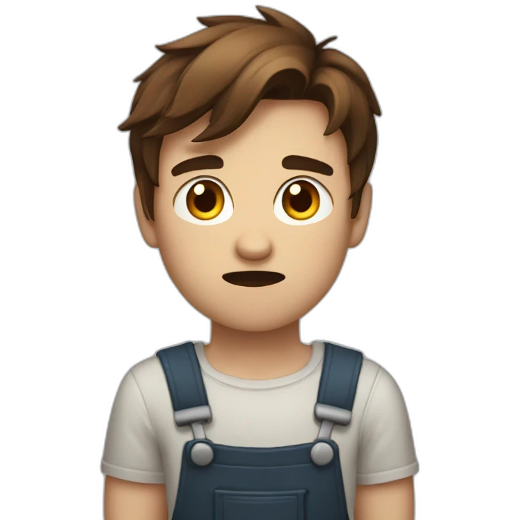 A 20 years Old angry boy with Brown hair saying stop with his hand emoji