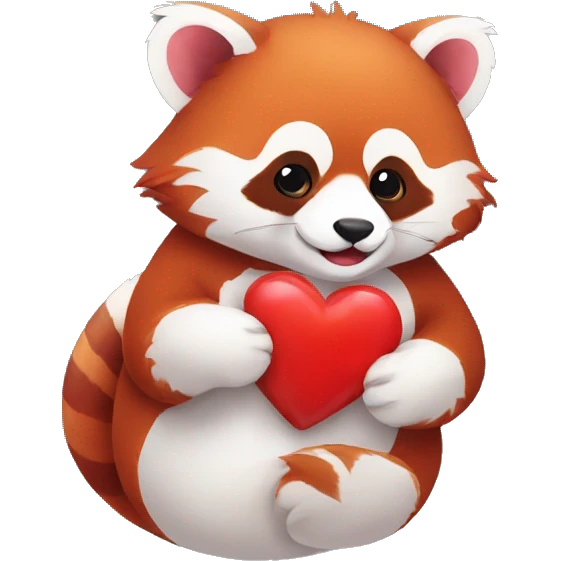 Red panda holding a heart in his hand emoji