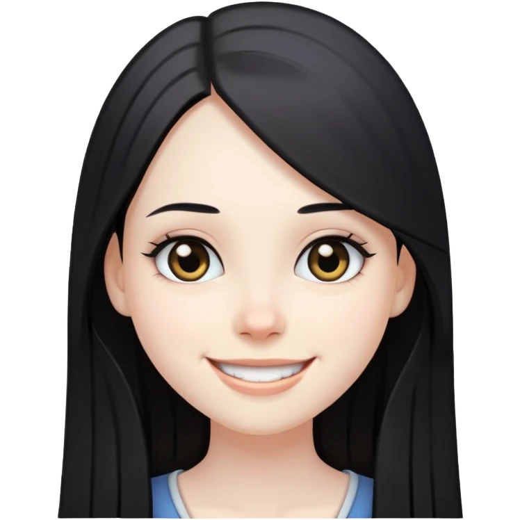smiling girl with long straight black hair, pale skin, dark eyes emoji