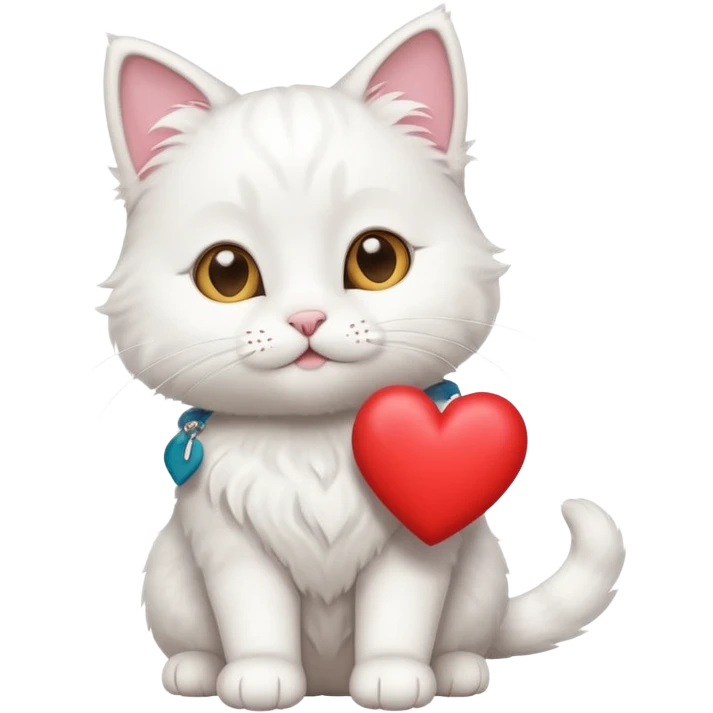 Cute white cat making heart shape with his hand above the head like this🙆‍♂️ emoji