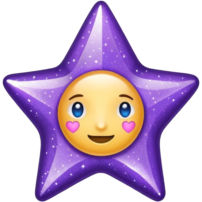 Estrela com 3 pontas roxa com glitter emoji