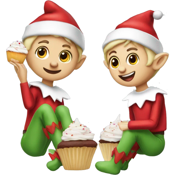 An elf on the shelf eating a cupcake  emoji
