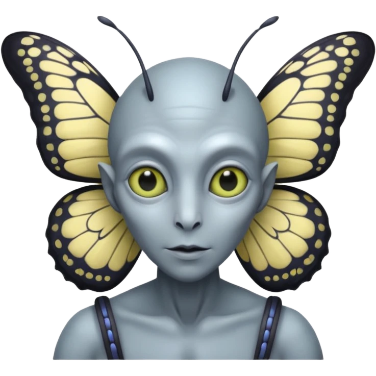 an normal grey alien with seperate a butterfly on shoulder emoji