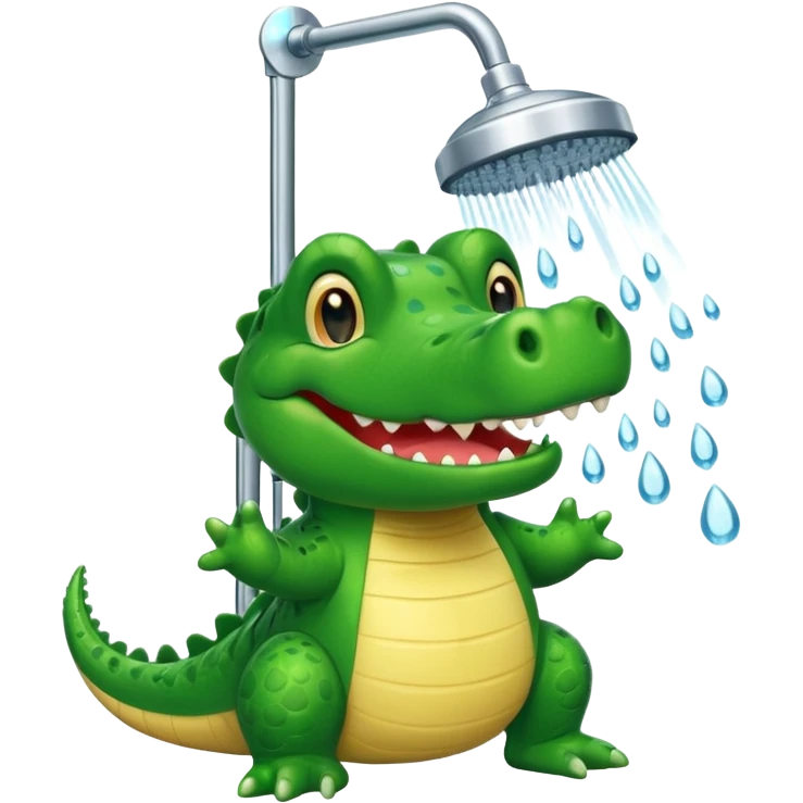 Cute crocodile is showing under the shower like game Where's my water emoji