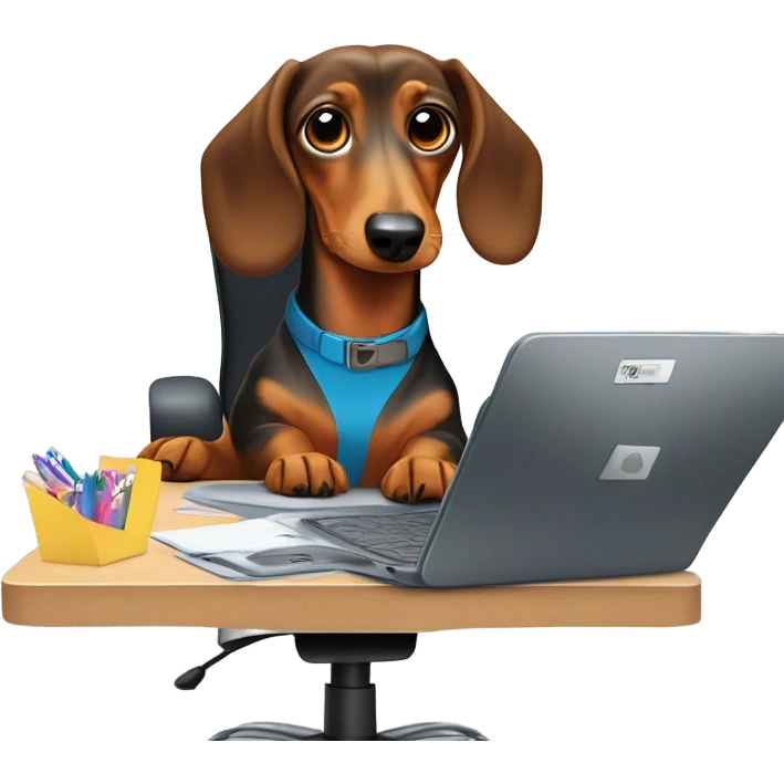 Dachsund in an office  emoji