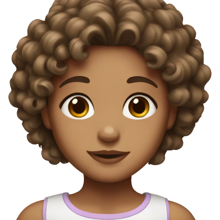 A girl with brown brown eyes and curly and short hair emoji