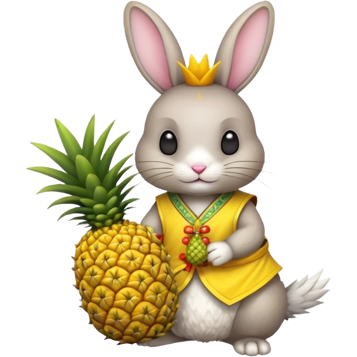 rabbit, wearing chinese ancient custome, with pine apple emoji