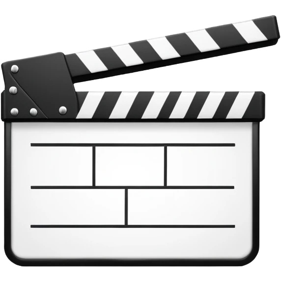 ultra simplified movie clapper with black and white colors, two simple rectangles with a diagonal line emoji