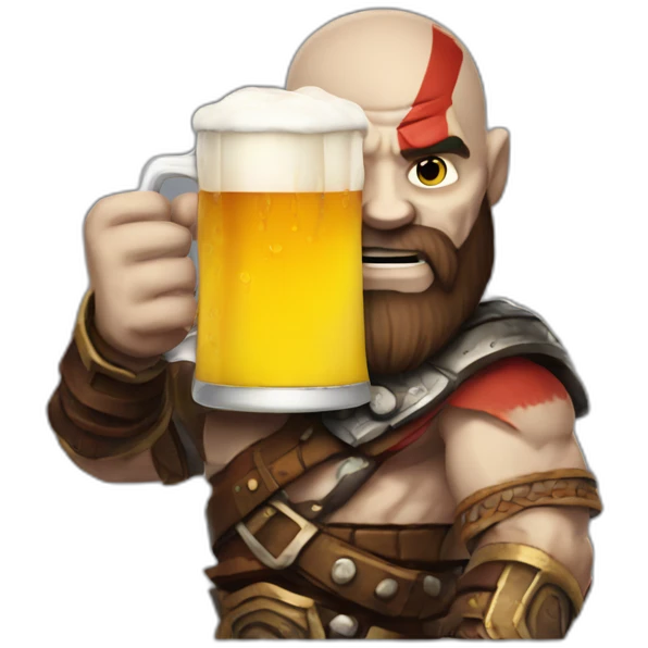 kratos with a beer emoji
