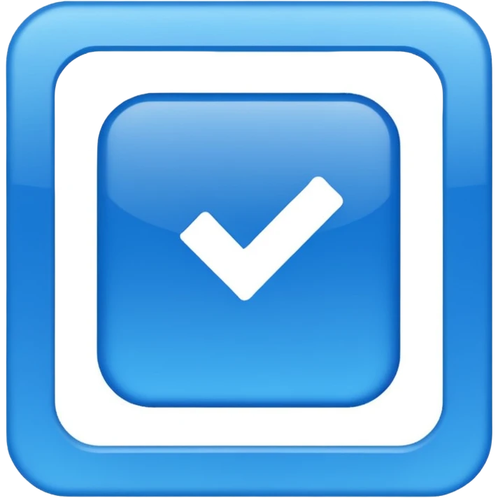 Make an emoji of a blue check verification logo in the top left corner make it a 48x48 emoji