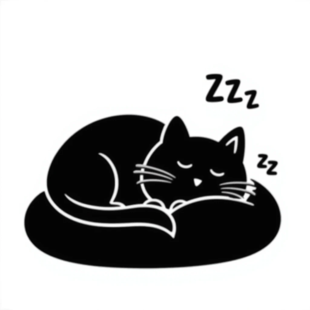 Simple sketch of a cat sleeping with ZZZ above its head emoji