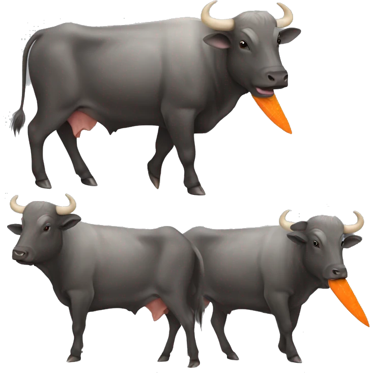 Water buffalo cutting its hair with a carrot emoji