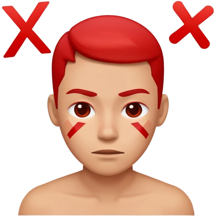 character shaking head no with X mark emoji