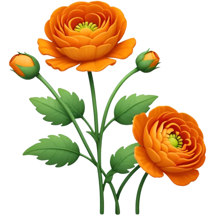 Orange Rununculus with stems emoji