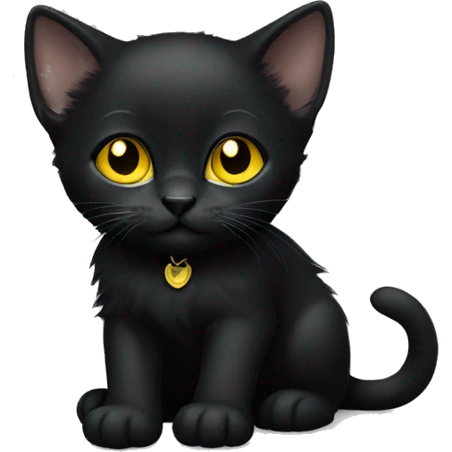 black kitten with yellow eyes emoji